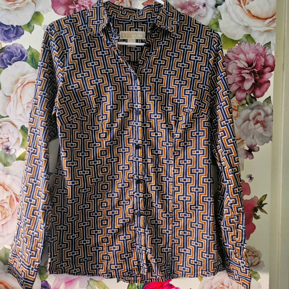 Geometric Patterned Womens Blouse